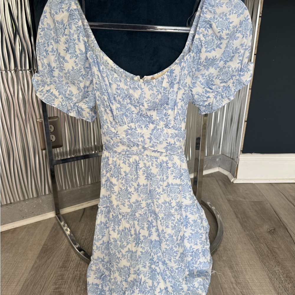 Altar'd State Blue and White Floral Mini Dress